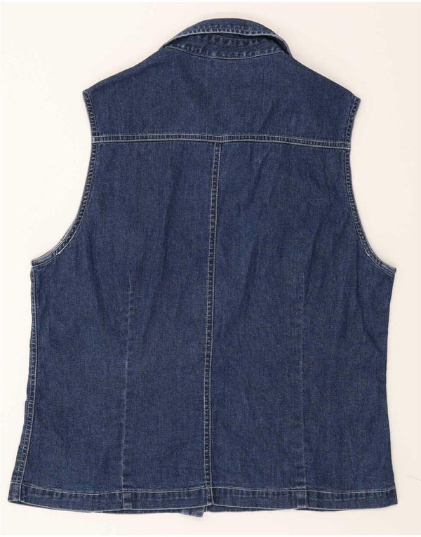 Camisa jeans feminina sem mangas vintage Reino Unido 20 2XL algodão azul