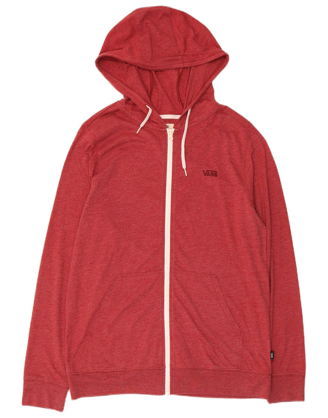 Suéter masculino Vans com capuz e zíper grande vermelho
