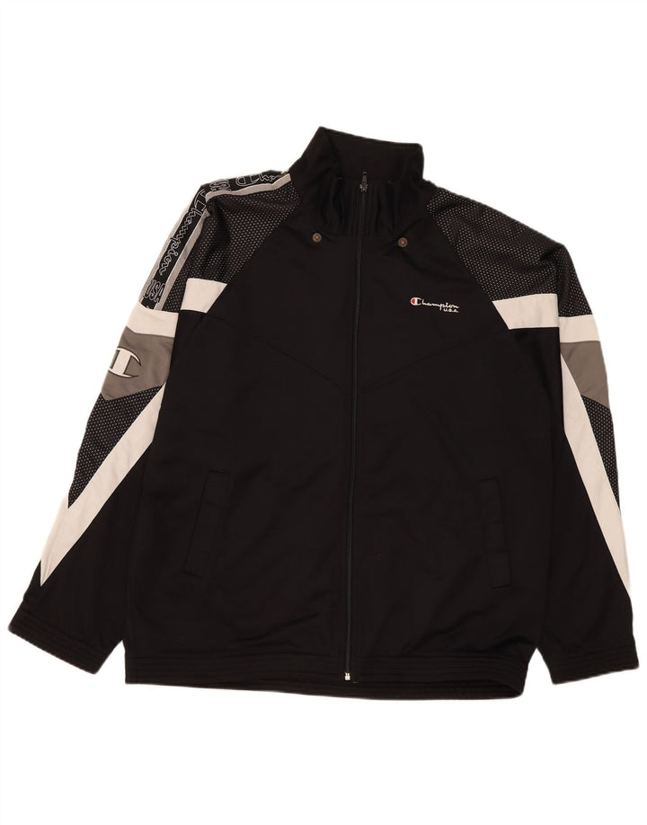 Jaqueta Champion masculina com agasalho gráfico XL preto colorblock
