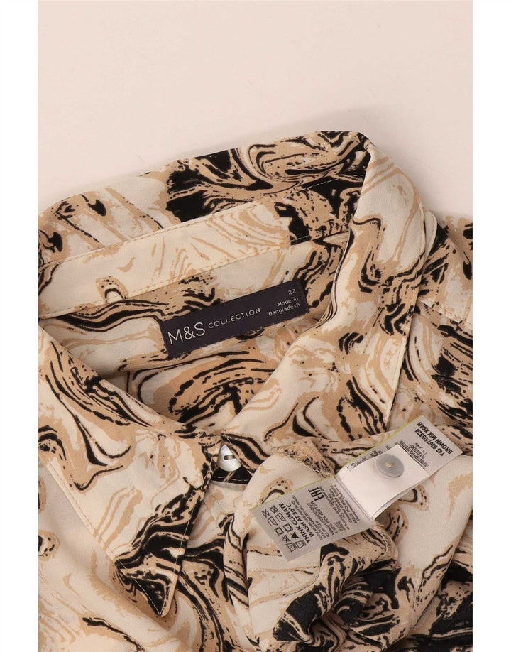 Blusa feminina Marks & Spencer com padrão abstrato Reino Unido 22 3XL marrom