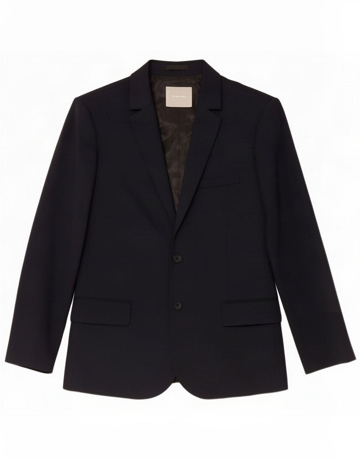 Jaqueta blazer feminina de 2 botões Everlane UE 38 Azul marinho médio