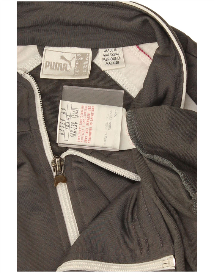 Puma Womens Tracksuit Top Jacket UK 14 Grande Cinza Colourblock Poliéster