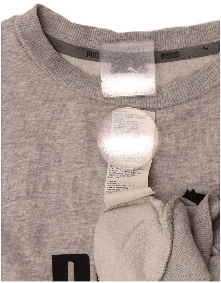 Puma feminino gráfico moletom jumper médio algodão cinza