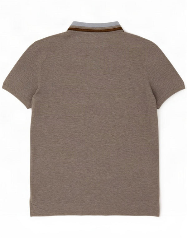 Massimo Dutti Mens Polo Shirt Large Grey Flecked