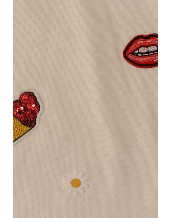 Zara Womens Trafaluc Túnica Top UK 10 Pequeno Off White