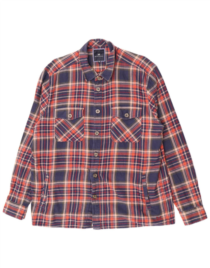 Camisa masculina de flanela Crew Clothing XL algodão xadrez multicolorido