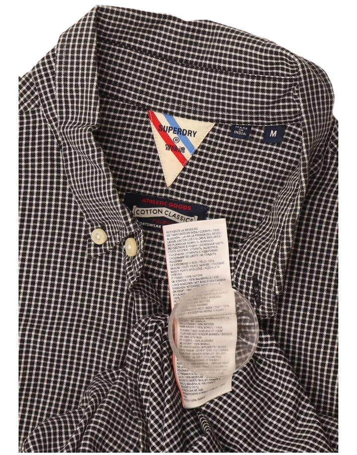 Camisa masculina Superdry média preta algodão guingão