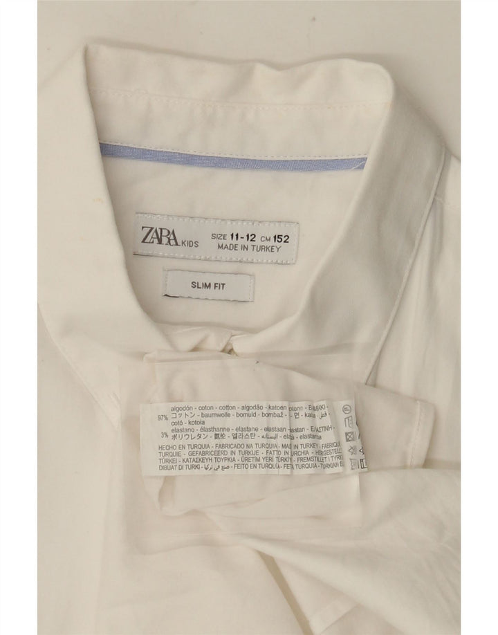 Camisa Zara Boys Slim Fit 11-12 Anos Algodão Branco