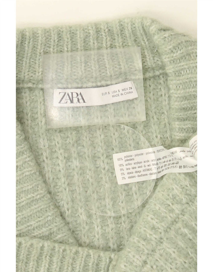Zara Suéter Cardigan Oversized Feminino Reino Unido 10 Pequeno Poliéster Verde
