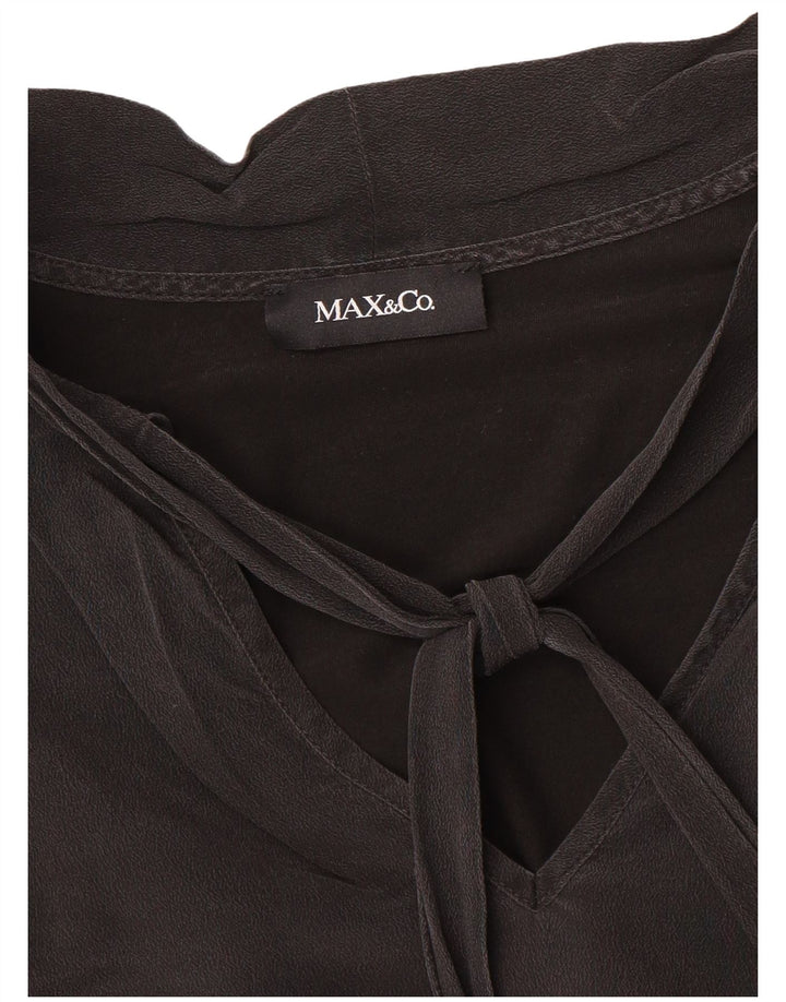 Blusa feminina de manga comprida Max & Co. UK 14 médio preto
