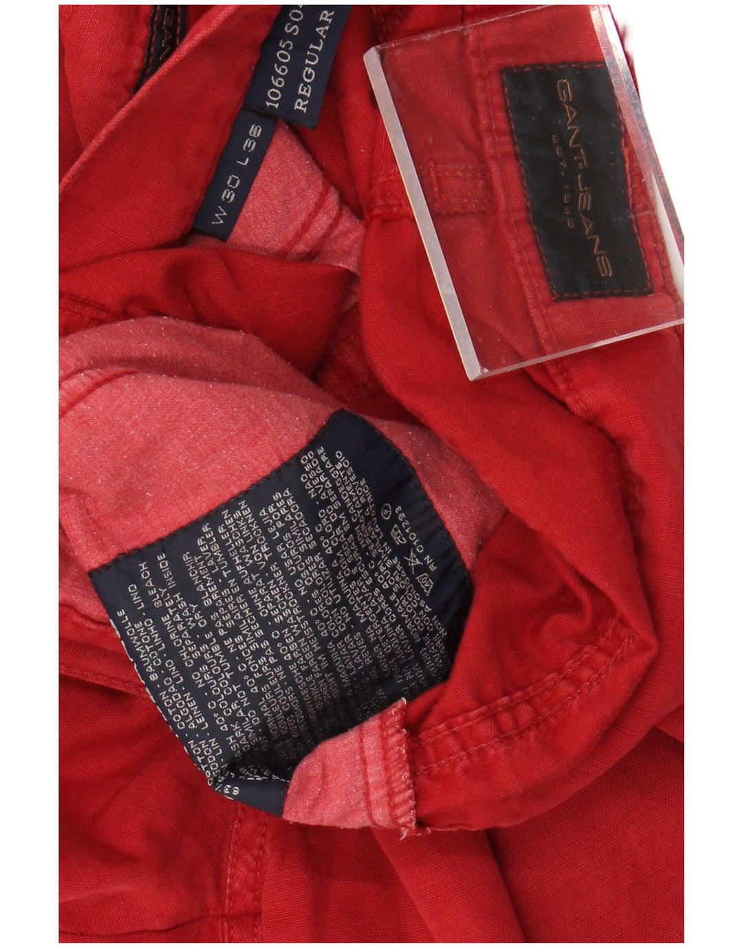 GANT Mens Regular Fit Calça Casual W30 L36 Algodão Vermelho