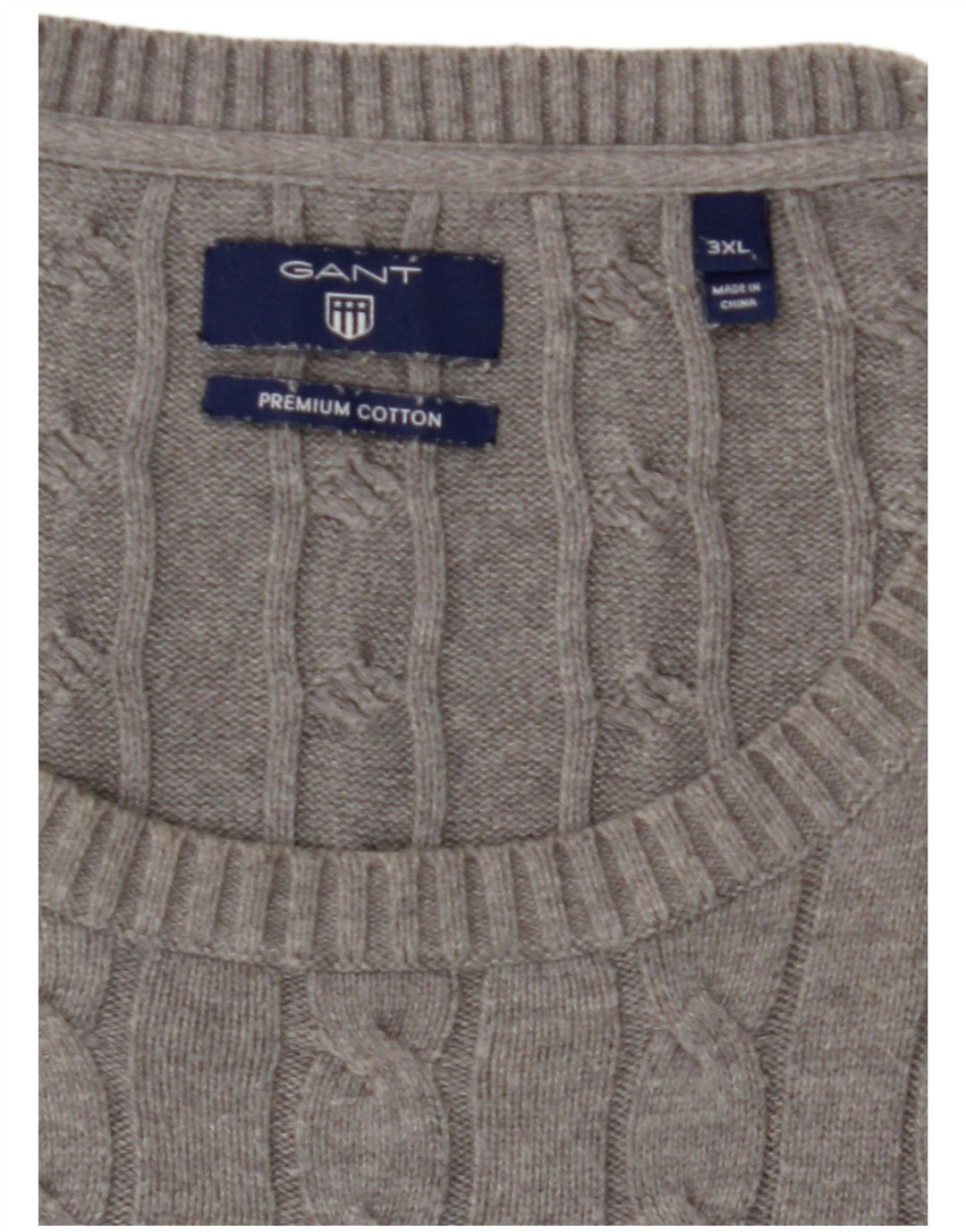 Suéter masculino GANT com gola redonda 3XL algodão cinza