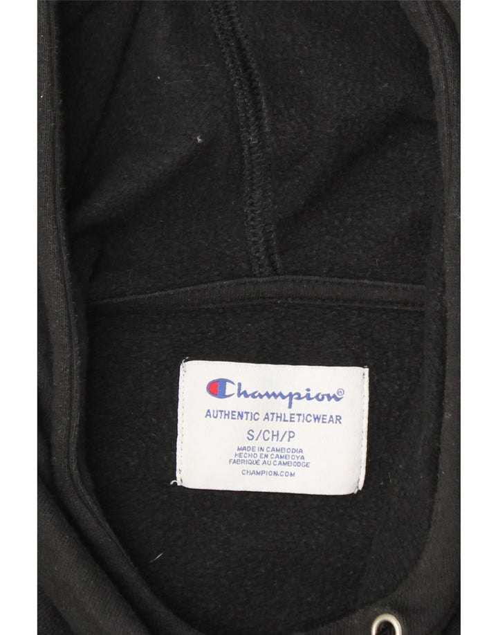 CHAMPION Mens Graphic Hoodie Jumper Small Black Cotton Vintage Champion and Second-Hand Champion from Messina Hembry 