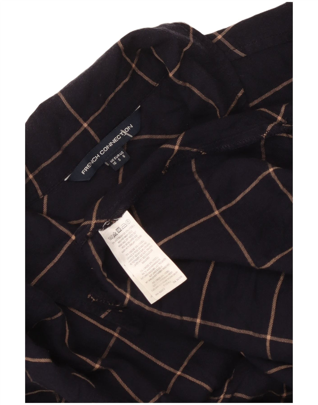 Vestido camisa pulôver feminino French Connection Reino Unido 10 pequeno xadrez azul marinho