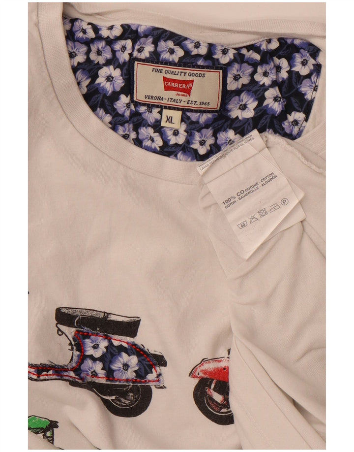 Camiseta masculina gráfica CARRERA Top XL algodão branco
