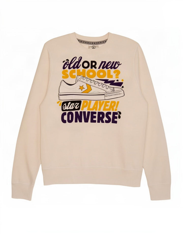 Converse masculino gráfico moletom jumper médio algodão branco