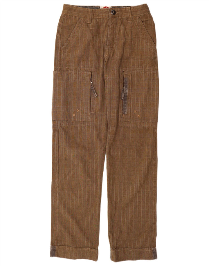Calça cargo reta masculina Murphy & Nye W29 L33 algodão xadrez marrom