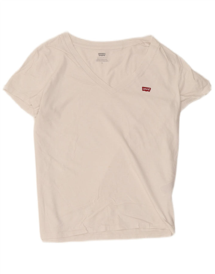 Camiseta feminina Levi's UK 12 algodão branco médio