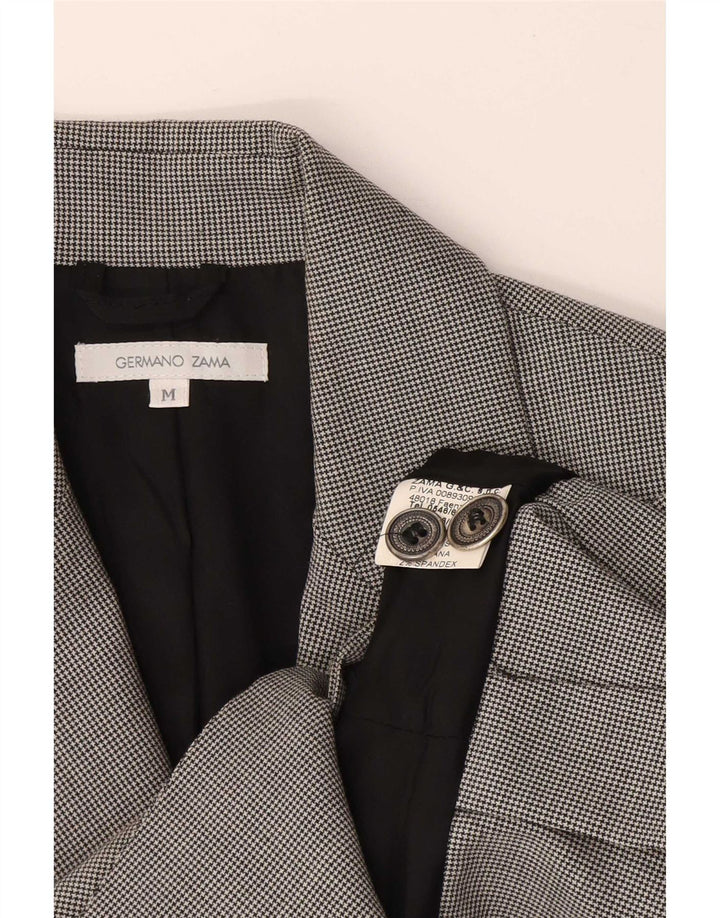 Jaqueta blazer feminina de 2 botões Germano Zama UK 12 xadrez cinza médio