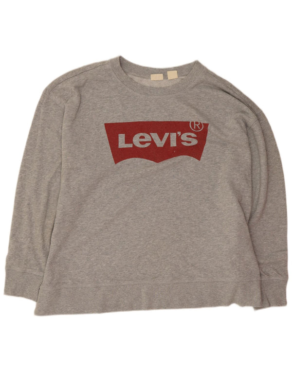 Moletom gráfico feminino Levi's Jumper UK 20 2XL algodão manchado cinza