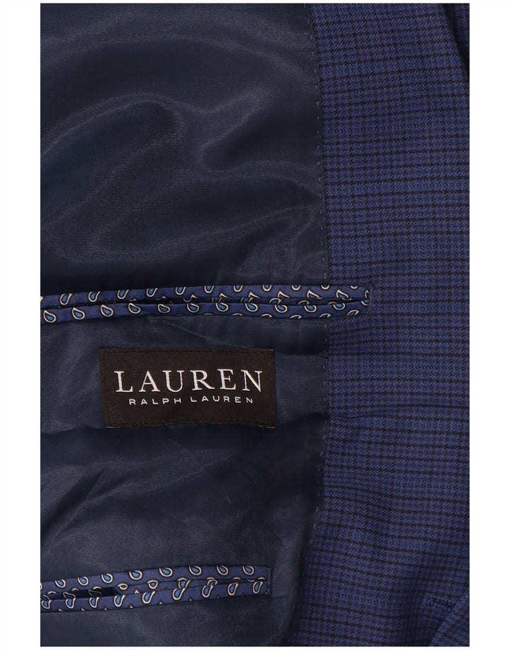 Ralph Lauren Jaqueta blazer masculina de 2 botões Reino Unido 42 XL Azul Houndstooth