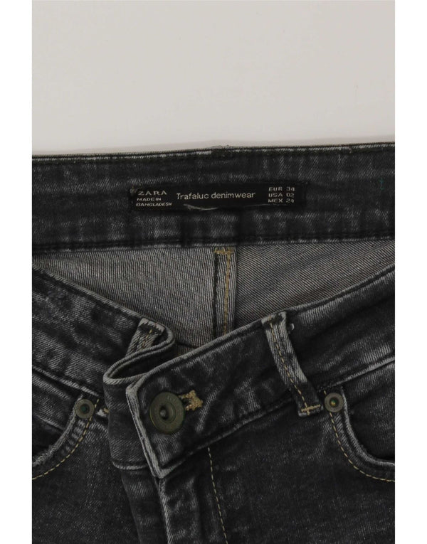 Calça jeans skinny feminina Zara Trafaluc desgastada EU 34 2XS W24 L28 cinza