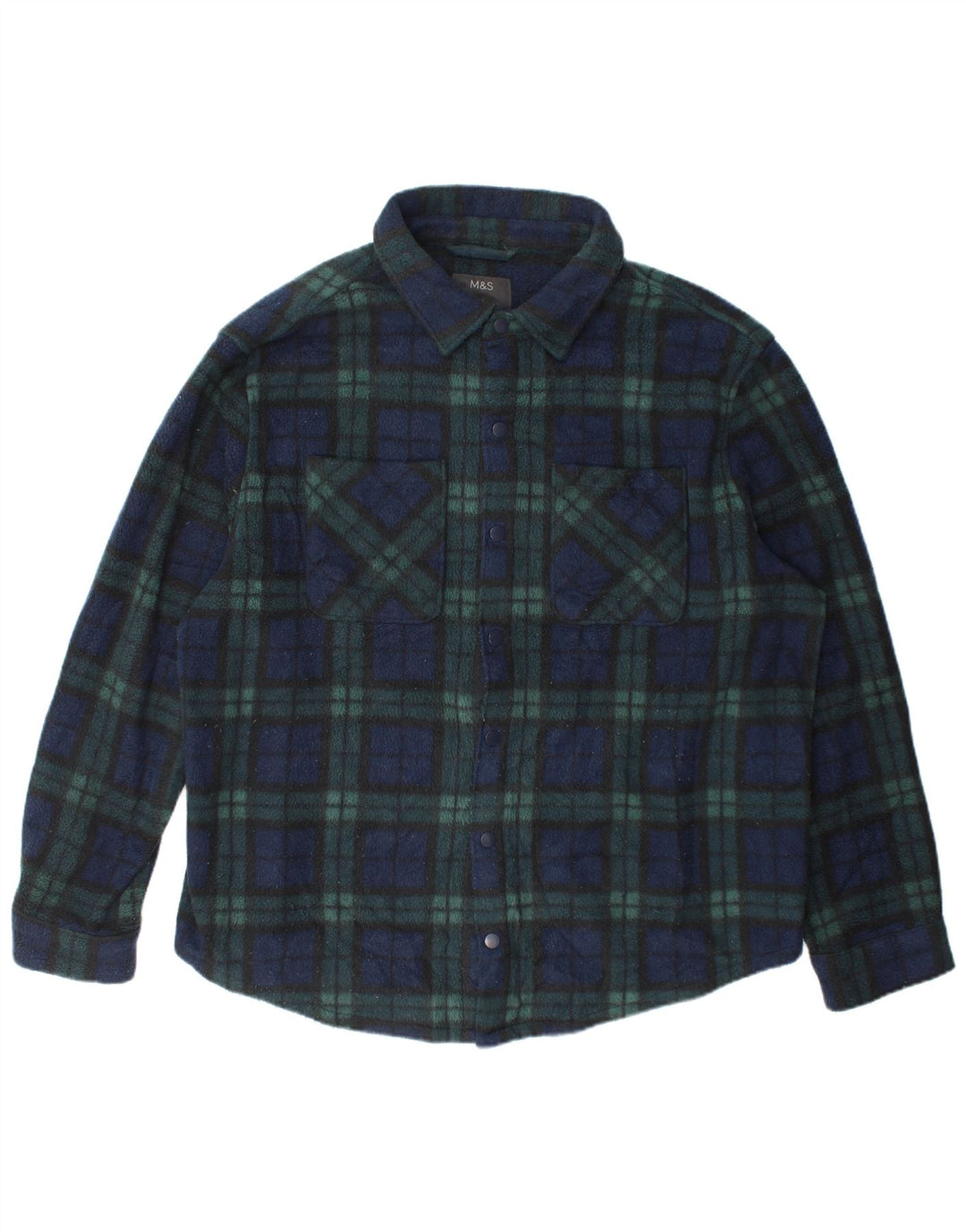 Camiseta masculina de lã Marks & Spencer 3XL poliéster xadrez verde
