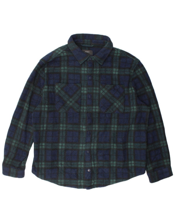 Camiseta masculina de lã Marks & Spencer 3XL poliéster xadrez verde