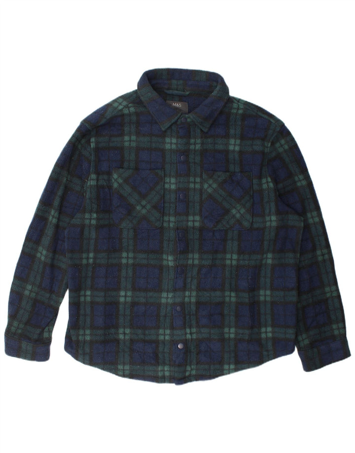 Camiseta masculina de lã Marks & Spencer 3XL poliéster xadrez verde