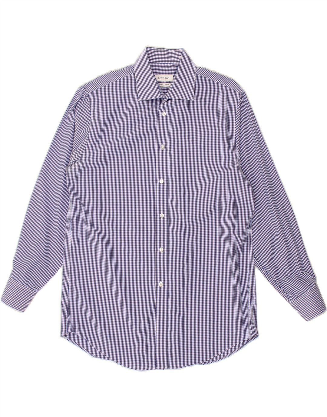 CALVIN KLEIN Camisa masculina de ajuste regular tamanho 15 1/2 algodão guingão azul médio