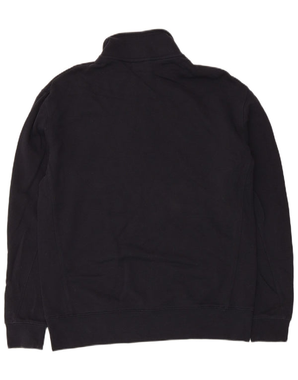 Moletom feminino Zara com zíper e gola alta Reino Unido 14 algodão azul marinho médio