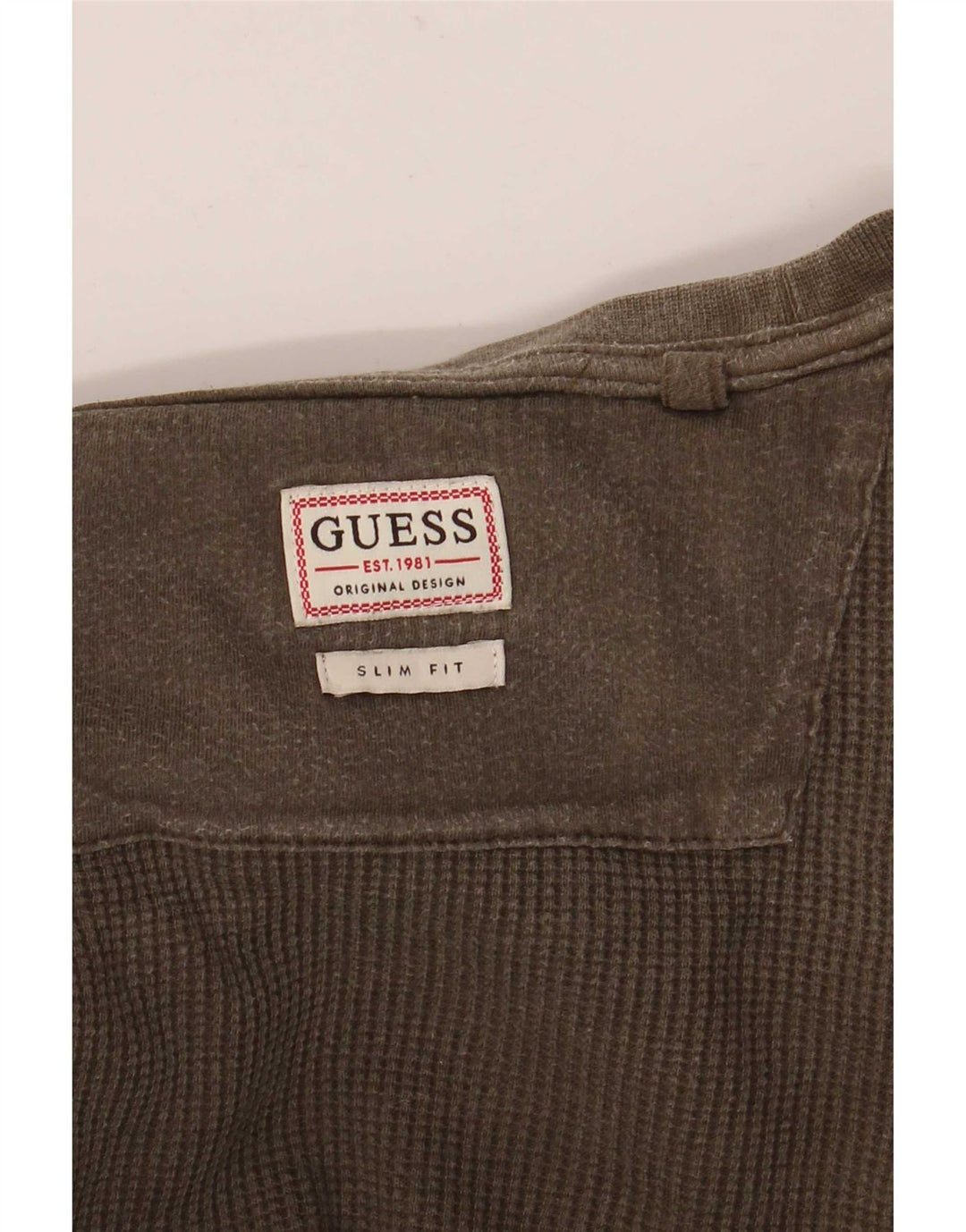 Guess Mens Slim Fit Top Manga Longa Médio Caqui