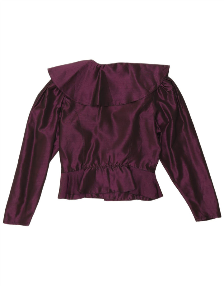 Jaqueta blazer feminina VINTAGE crop 1 botão Reino Unido 16 grande roxo