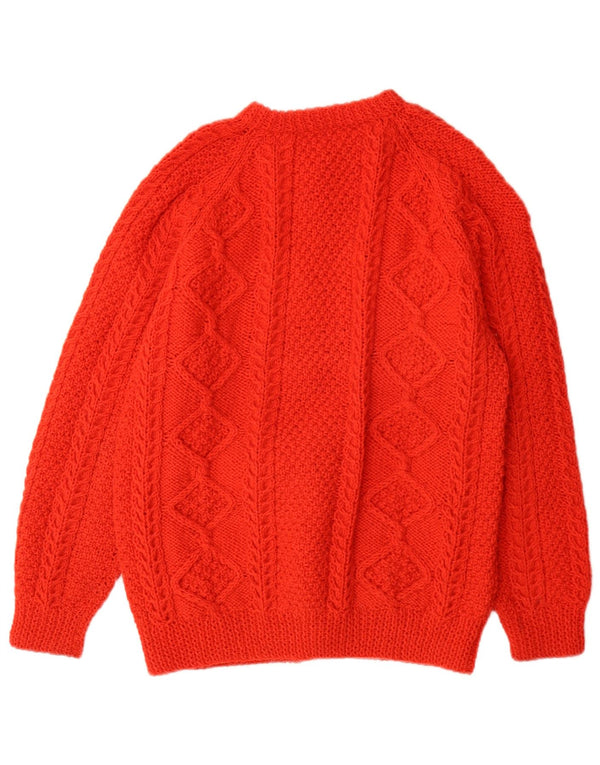 Suéter feminino vintage Reino Unido 10 pequeno vermelho geométrico