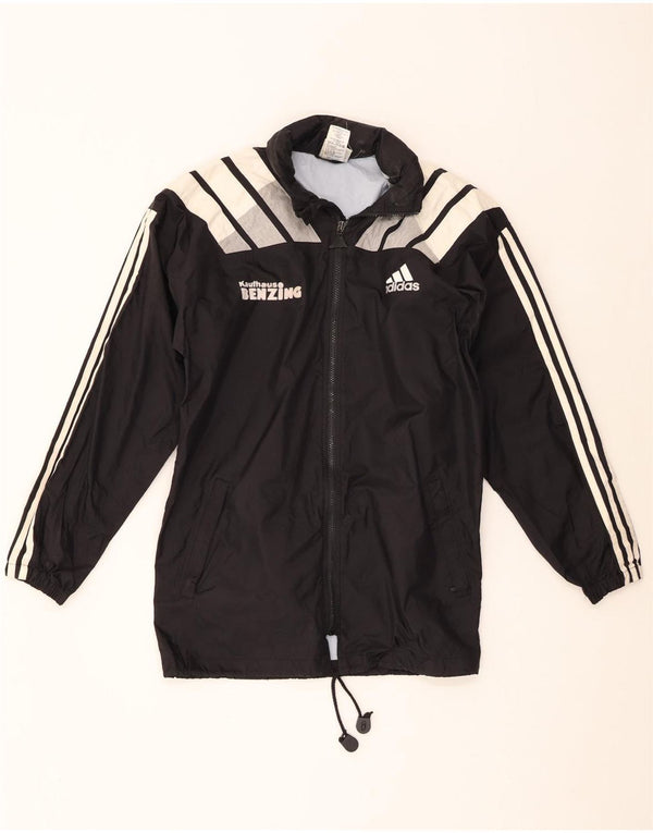 Jaqueta de chuva com capuz gráfico Adidas Boys 15-16 anos preto colorblock nylon