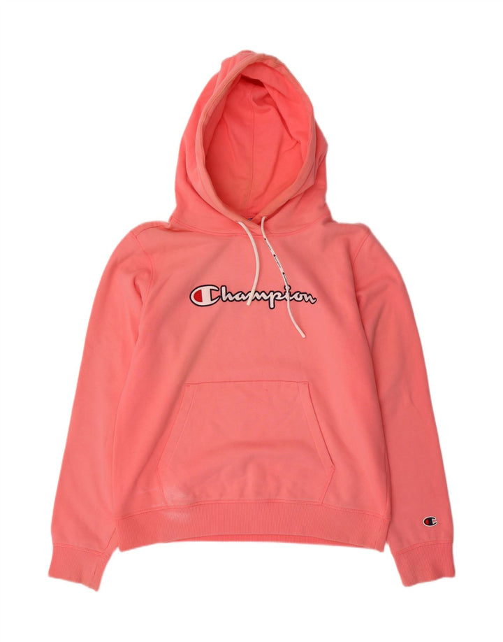 CHAMPION Suéter com capuz gráfico feminino UK 14 rosa médio