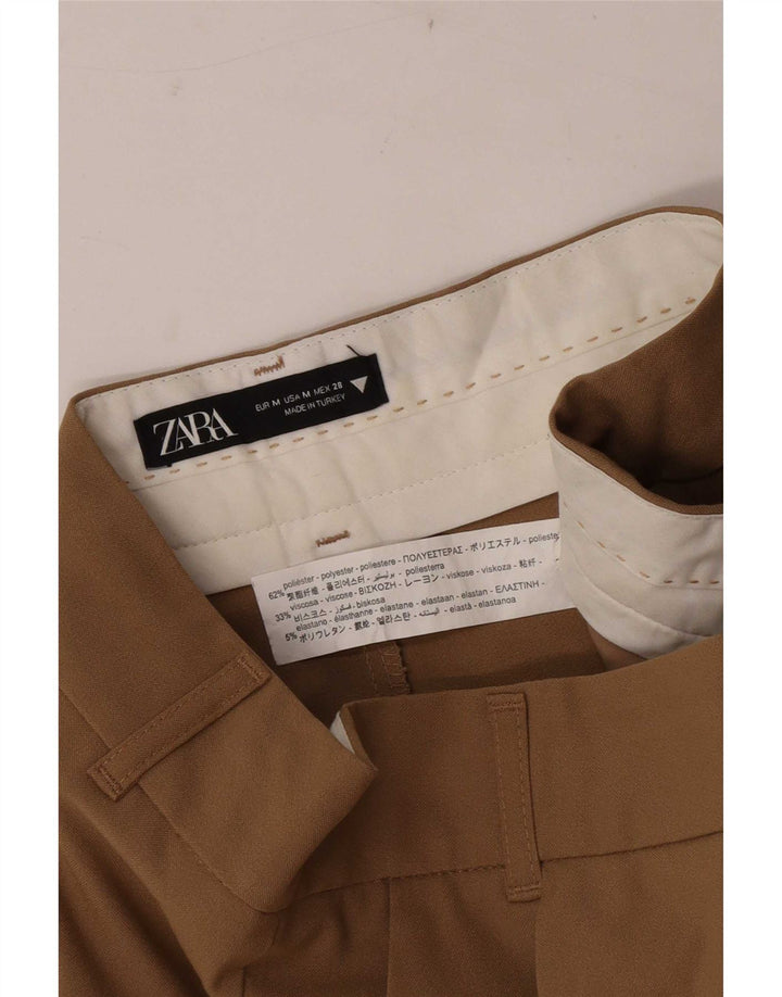 Zara Shorts Chino Feminino Cintura Alta Pegged Médio W28 Poliéster Marrom