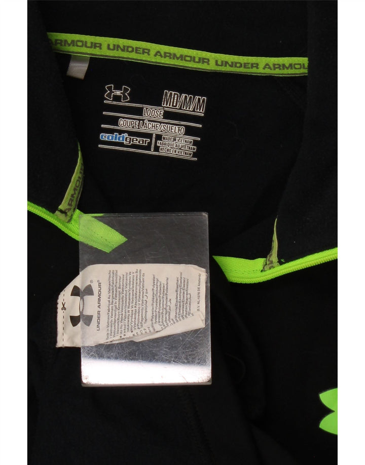 UNDER ARMOUR Mens Cold Gear Zip Neck Pulôver Treino Top Médio Preto