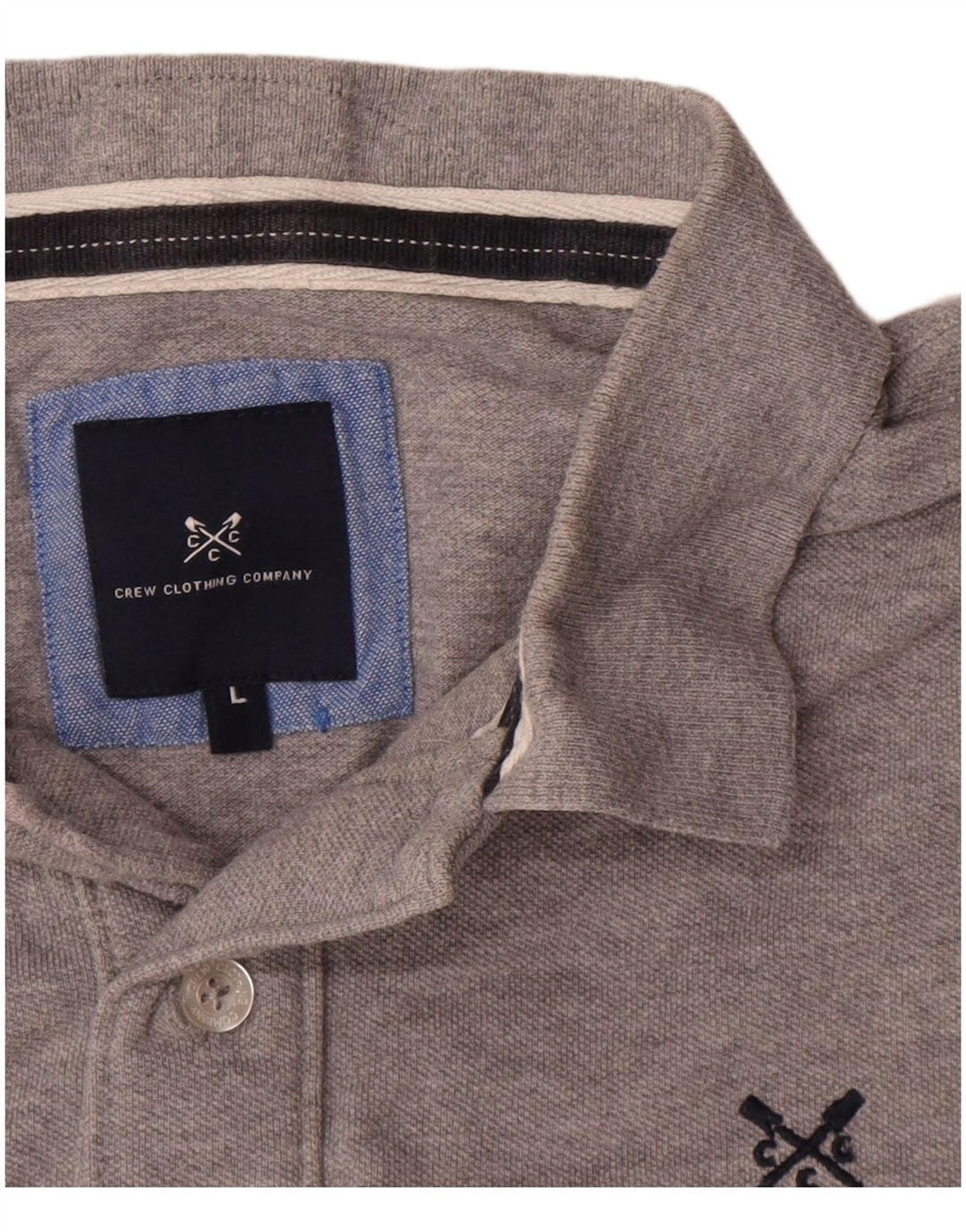 Camisa polo masculina Crew Clothing grande algodão cinza