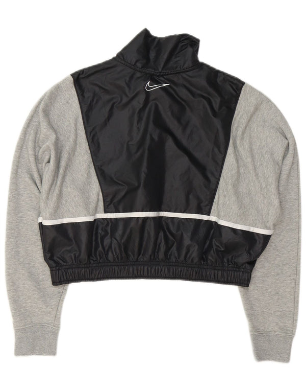 Nike feminino oversized crop moletom jumper UK 10 pequeno cinza colorblock