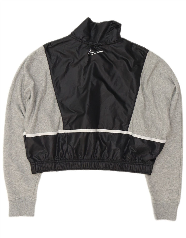 Nike feminino oversized crop moletom jumper UK 10 pequeno cinza colorblock