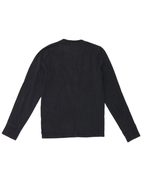 Abercrombie & Fitch Camiseta masculina com estampa muscular de manga comprida pequena azul marinho