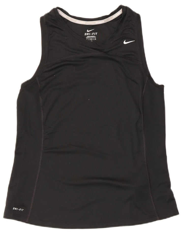 Nike Womens Dri Fit Vest Top UK 12 Médio Preto Poliéster