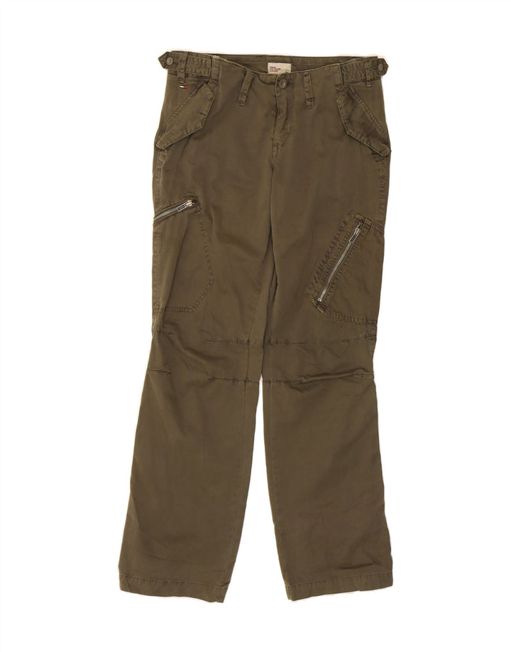 TOMMY HILFIGER Womens Straight Cargo Trousers W28 L32 Khaki Cotton Vintage Tommy Hilfiger and Second-Hand Tommy Hilfiger from Messina Hembry 