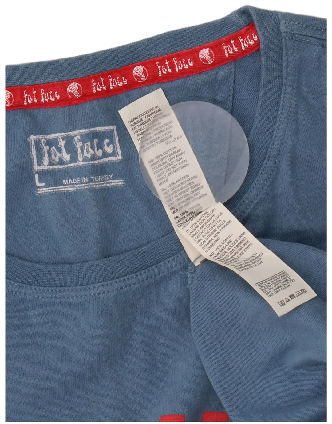 Camiseta gráfica masculina Fat Face Top grande algodão azul