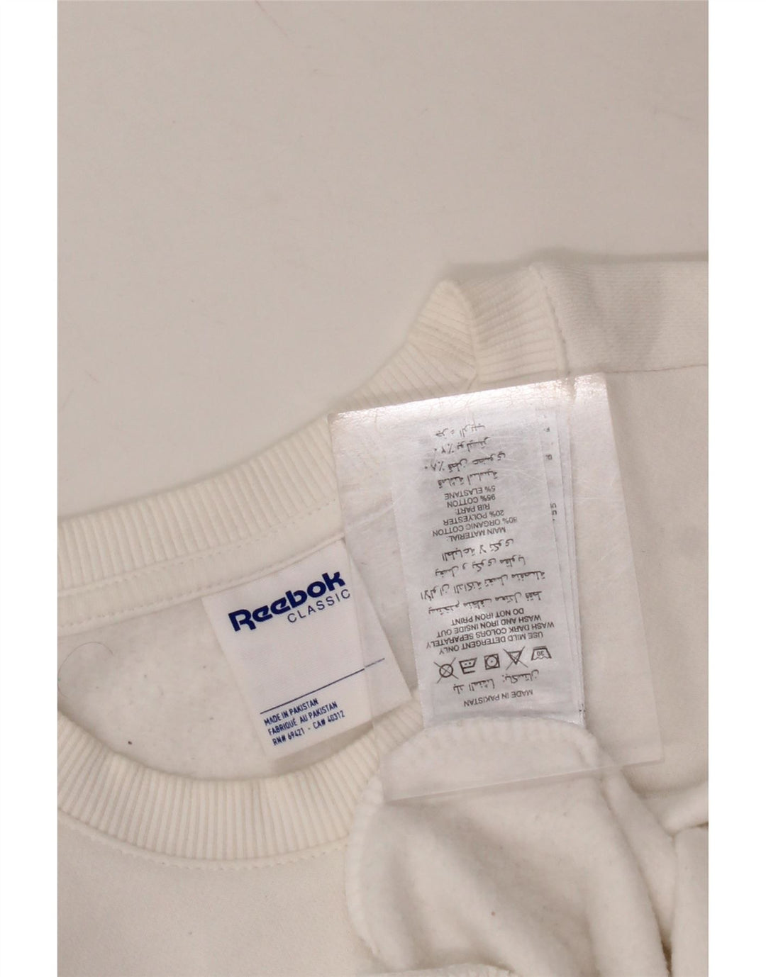 REEBOK masculino clássico ajuste moletom gráfico jumper médio algodão branco