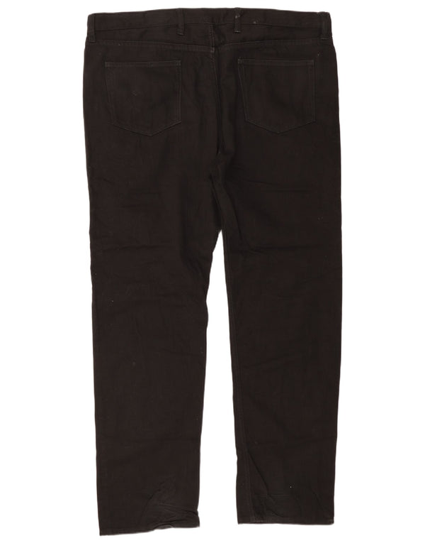 Calça casual masculina Marks & Spencer de ajuste regular W42 L33 algodão preto
