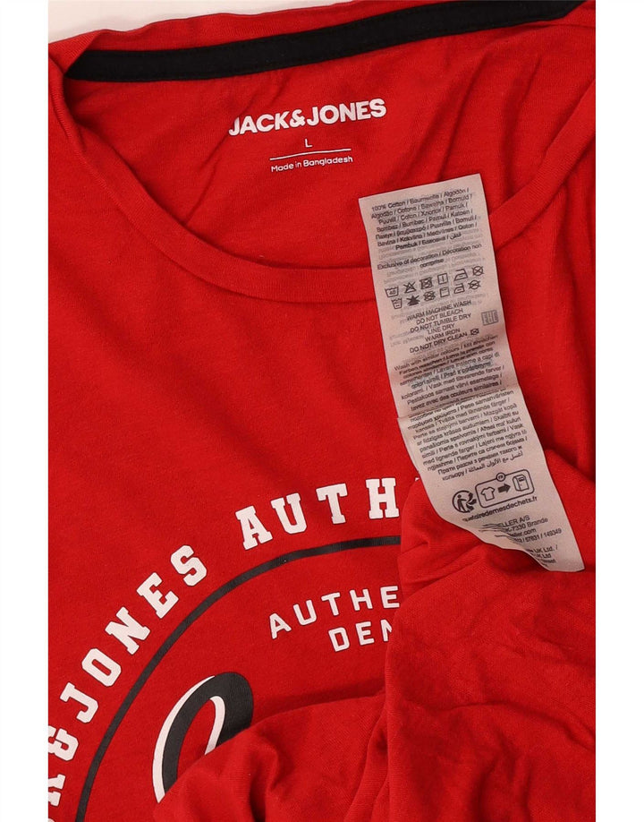 Camiseta masculina com estampa regular Jack & Jones, grande, algodão vermelho