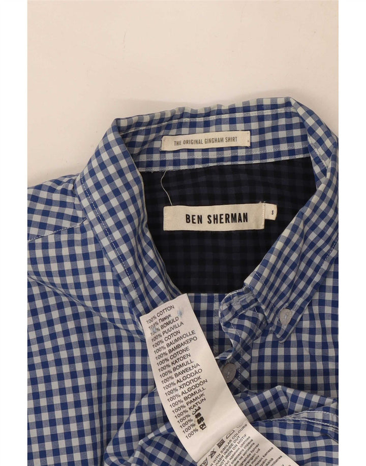 Camisa masculina Ben Sherman pequena algodão guingão azul