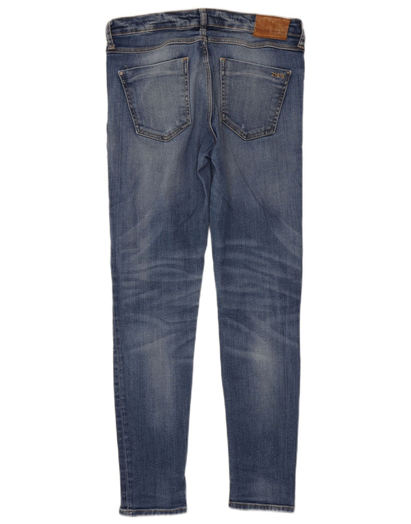 Zara Jeans skinny feminino desgastado UE 38 pequeno W28 L29 azul